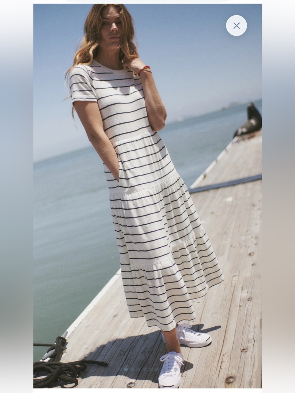Marine Layer Sadie Vintage Slub Midi Dress Size Large, NWOT